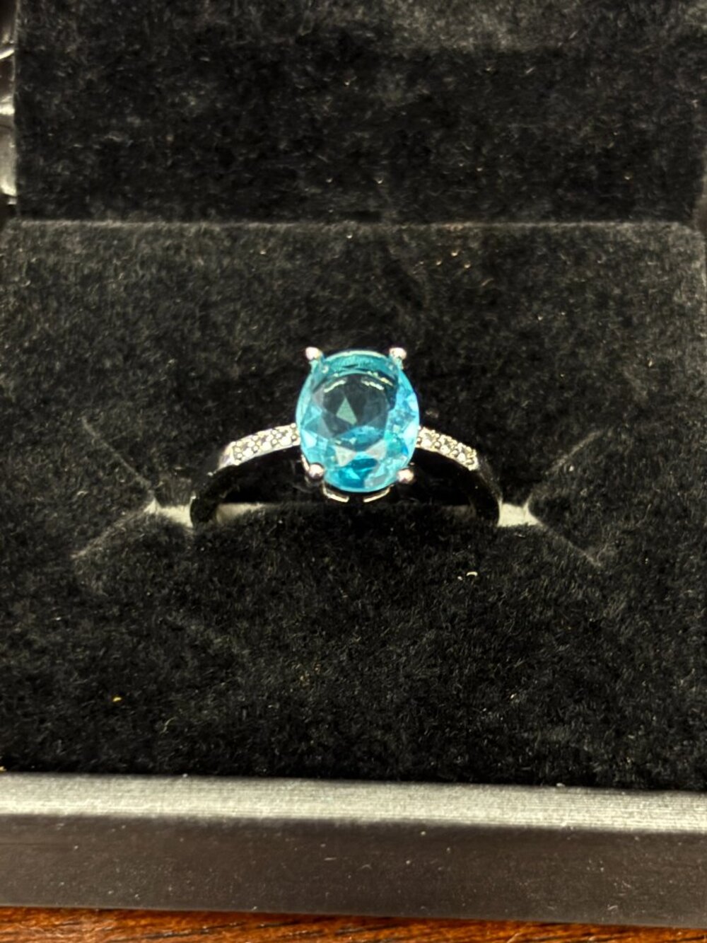 CZ Blue Topaz & Diamond Ring